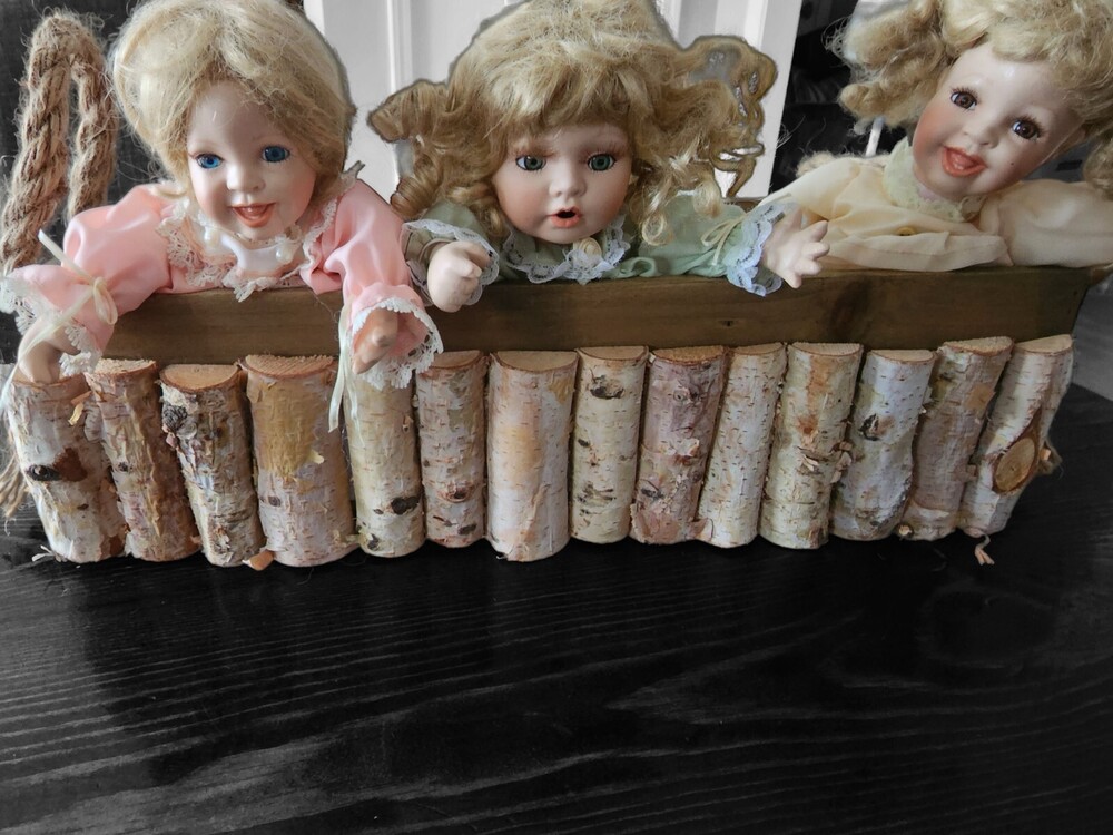 1999 Porcelain Baby Doll signed Gustave J. Wolff - Lot of 3 Basket Babies - EUC